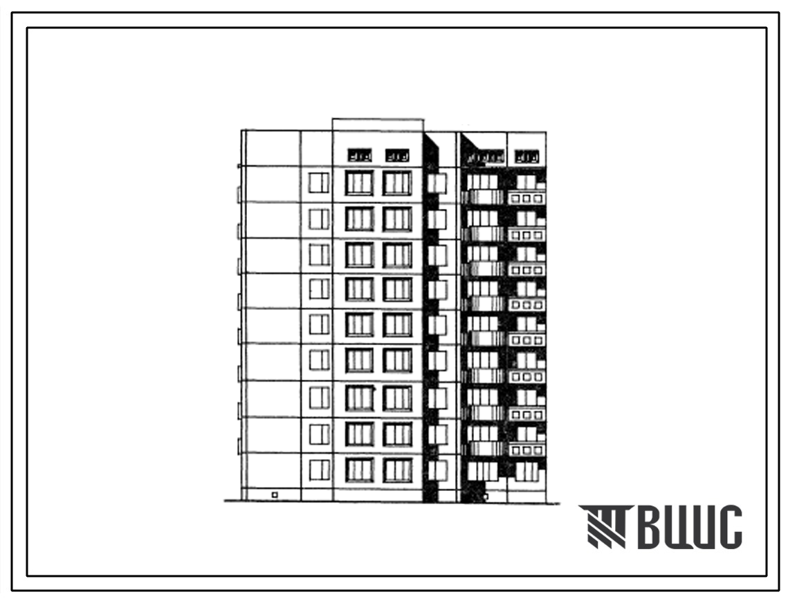 Типовой проект 143-05с Девятиэтажная крупнопанельная торцевая блок-секция на 35 квартир (однокомнатных 1Б-9; двухкомнатных 2Б-17; трехкомнатных 3Б-8; пятикомнатных 5Б-1).