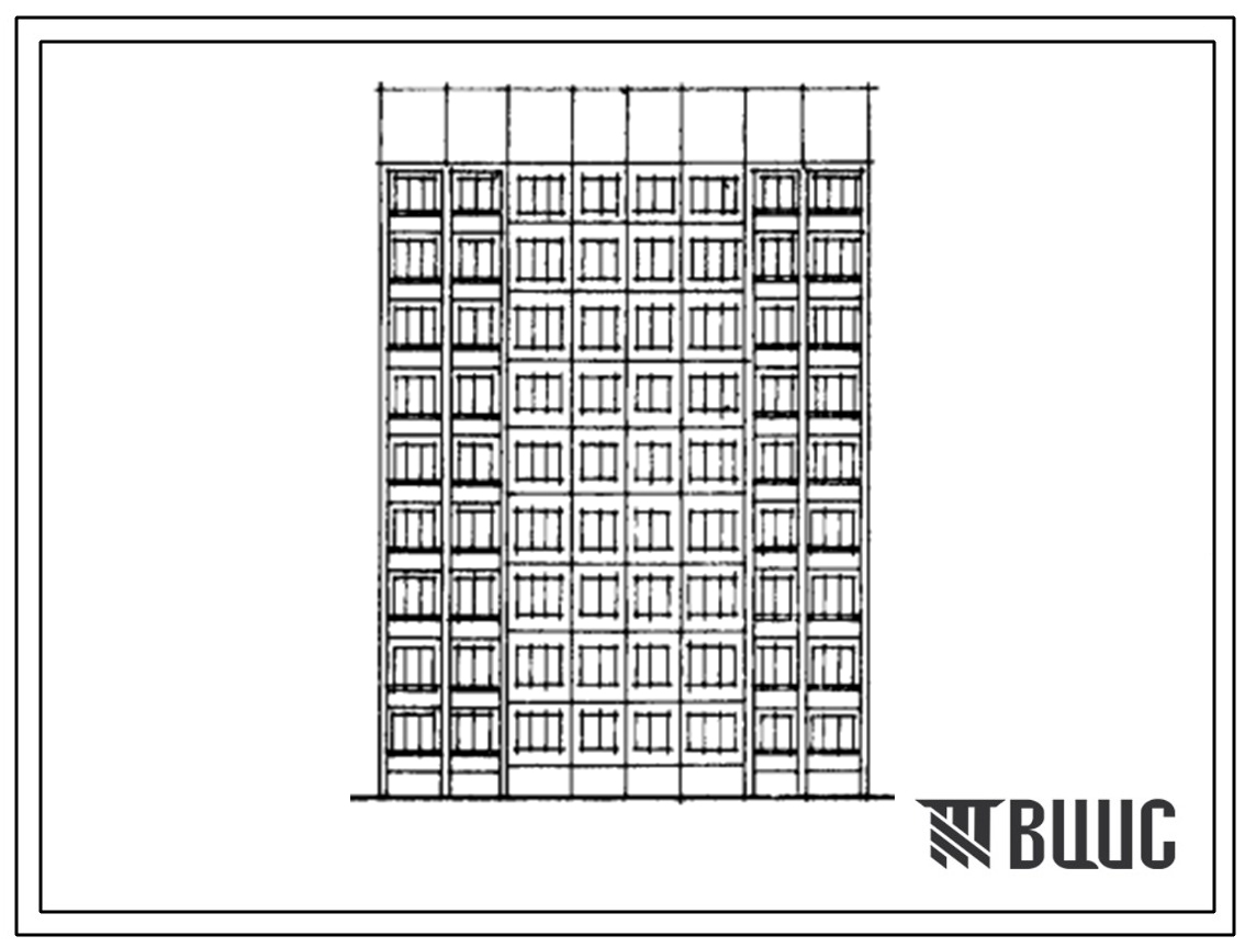 Фасады Типовой проект 464Д-0151 Девятиэтажная блок-секция на 36 квартир (двухкомнатных 2Б-18, трехкомнатных 3Б-18). Для строительства во 2В климатическом подрайоне г.Новополоцка
