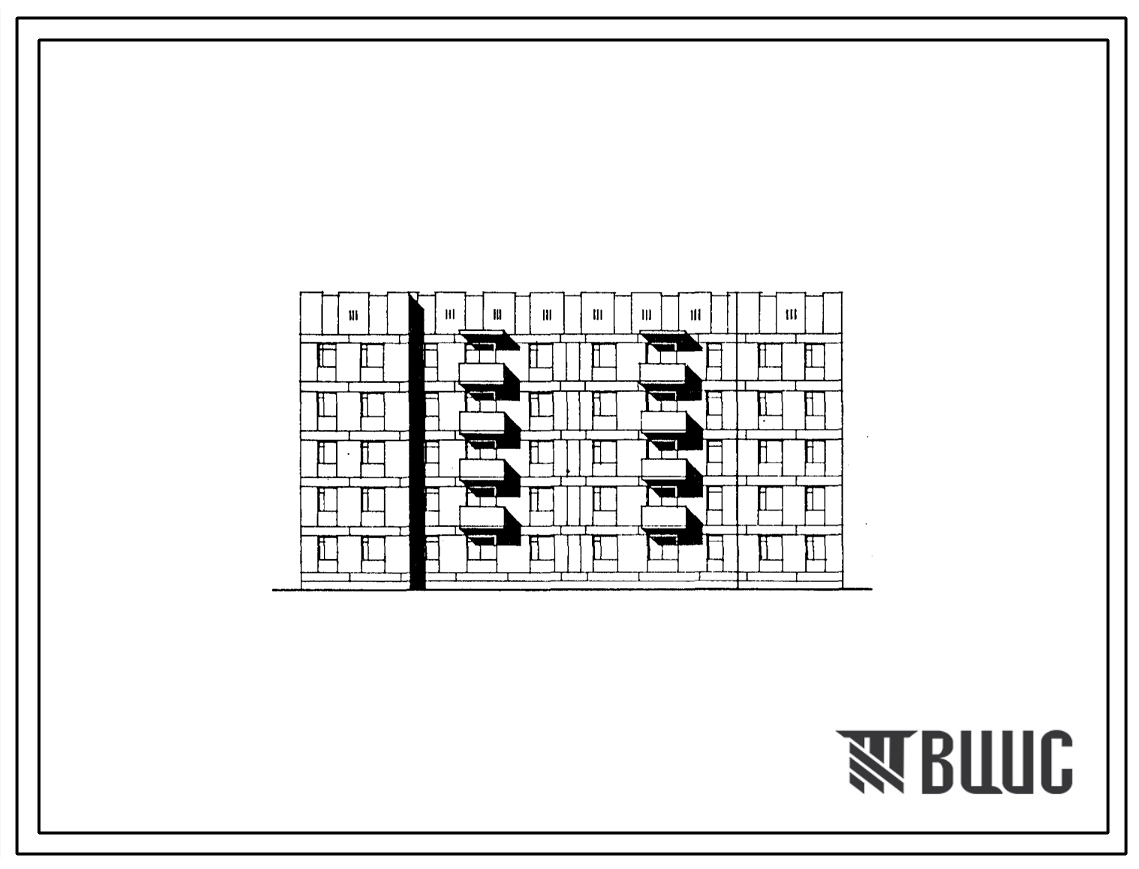 Фасады Типовой проект 174-021с.85 Блок-секция 5-этажная 2-секционная 30-квартирная рядовая-торцевая 1Б.2Б.3Б-1Б.2Б.3Б