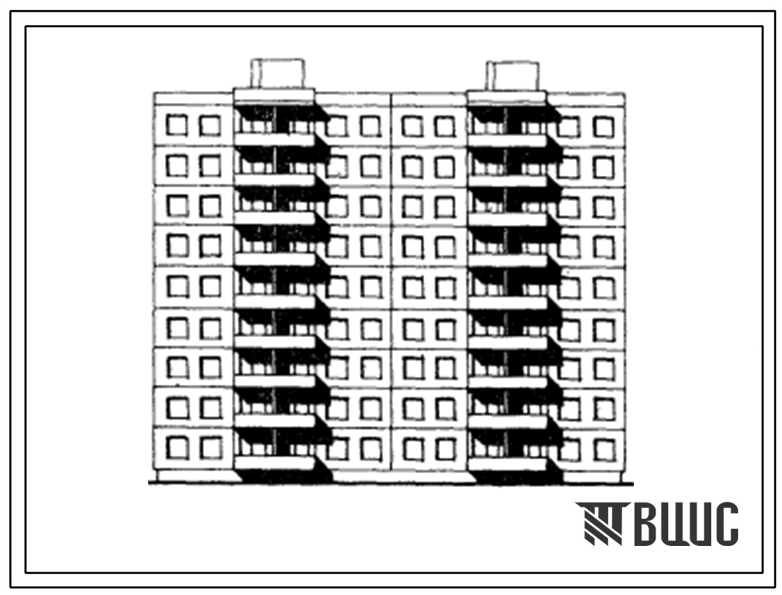 Типовой проект 106-07С 9-этажная каркасно-панельная блок-секция на 36 квартир, рядовая (4Б.4Б - 4Б.4Б)