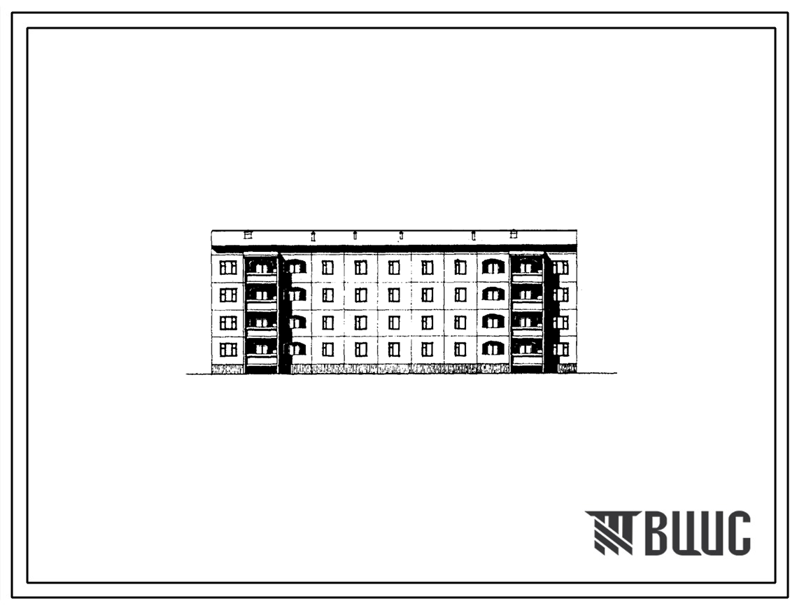 Типовой проект 76-093сп.85 Четырехэтажная рядовая блок-секция рядовая на 16 квартир