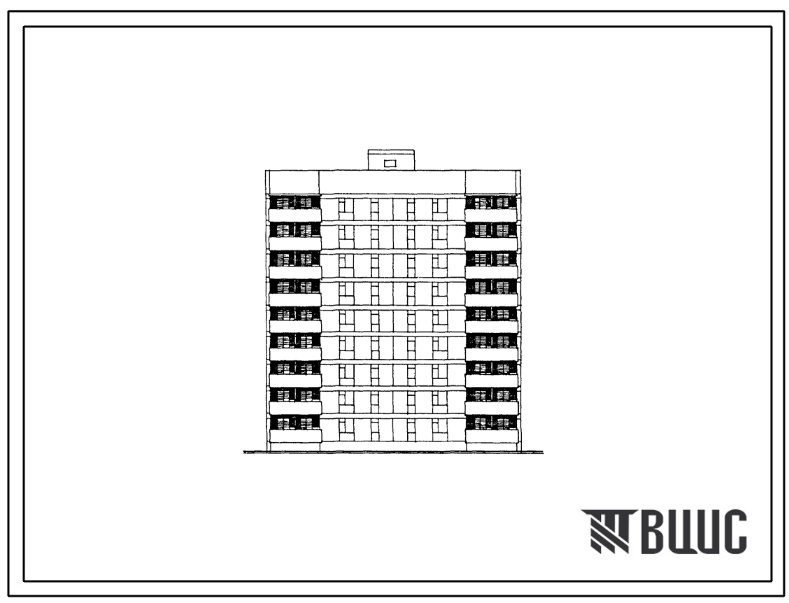 Типовой проект 87-081п/2 Блок-секция рядовая 9-этажная 36-квартирная Р-2Б-2Б-3А-3Б  со стенами из крупных легкобетонных блоков