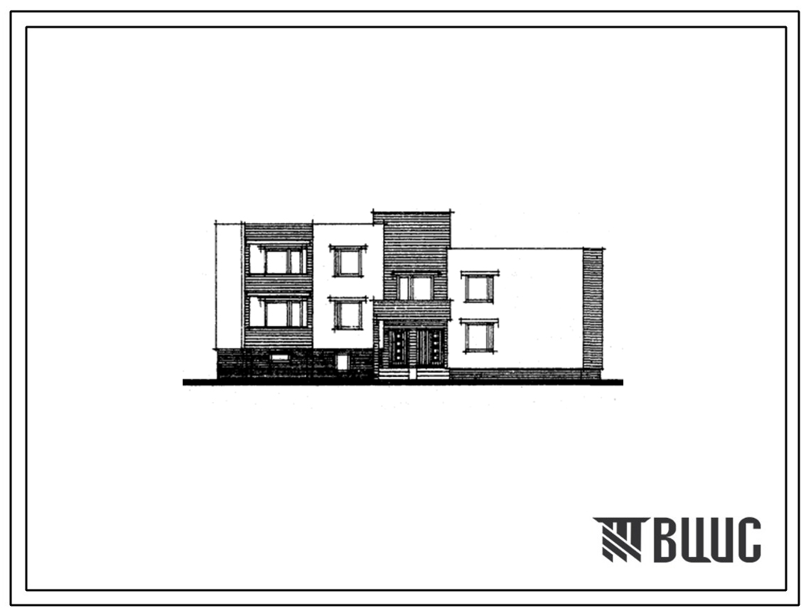 Типовой проект 212-010 Двухэтажная блок-секция на 4 квартиры 3Б-3Б (боковая).