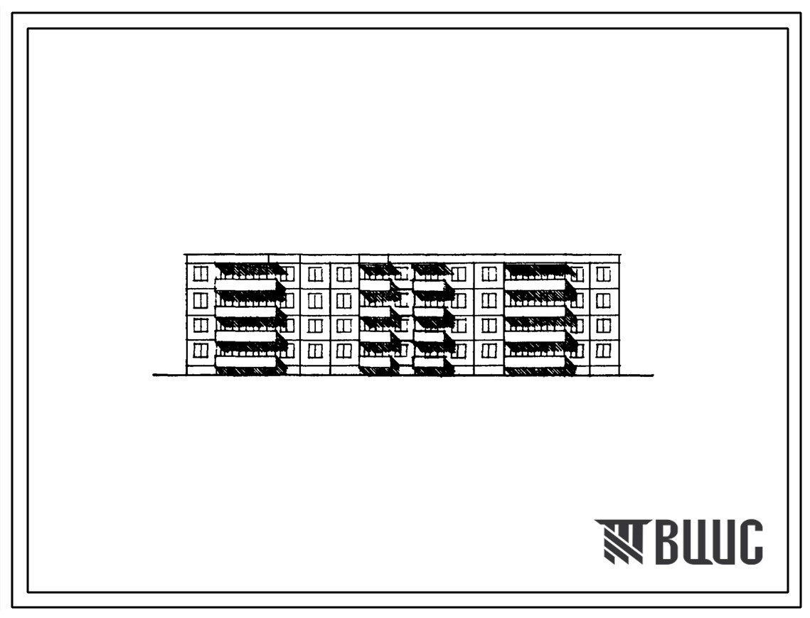 Типовой проект 111-121-34/1 Четырехэтажный трехсекционный жилой дом на 36 квартир (однокомнатных 1Б-8, двухкомнатных 2А-4, 2Б-16, трехкомнатных 3Б-8). Для строительства в 1В климатическом подрайоне, 2 и 3 климатических районах