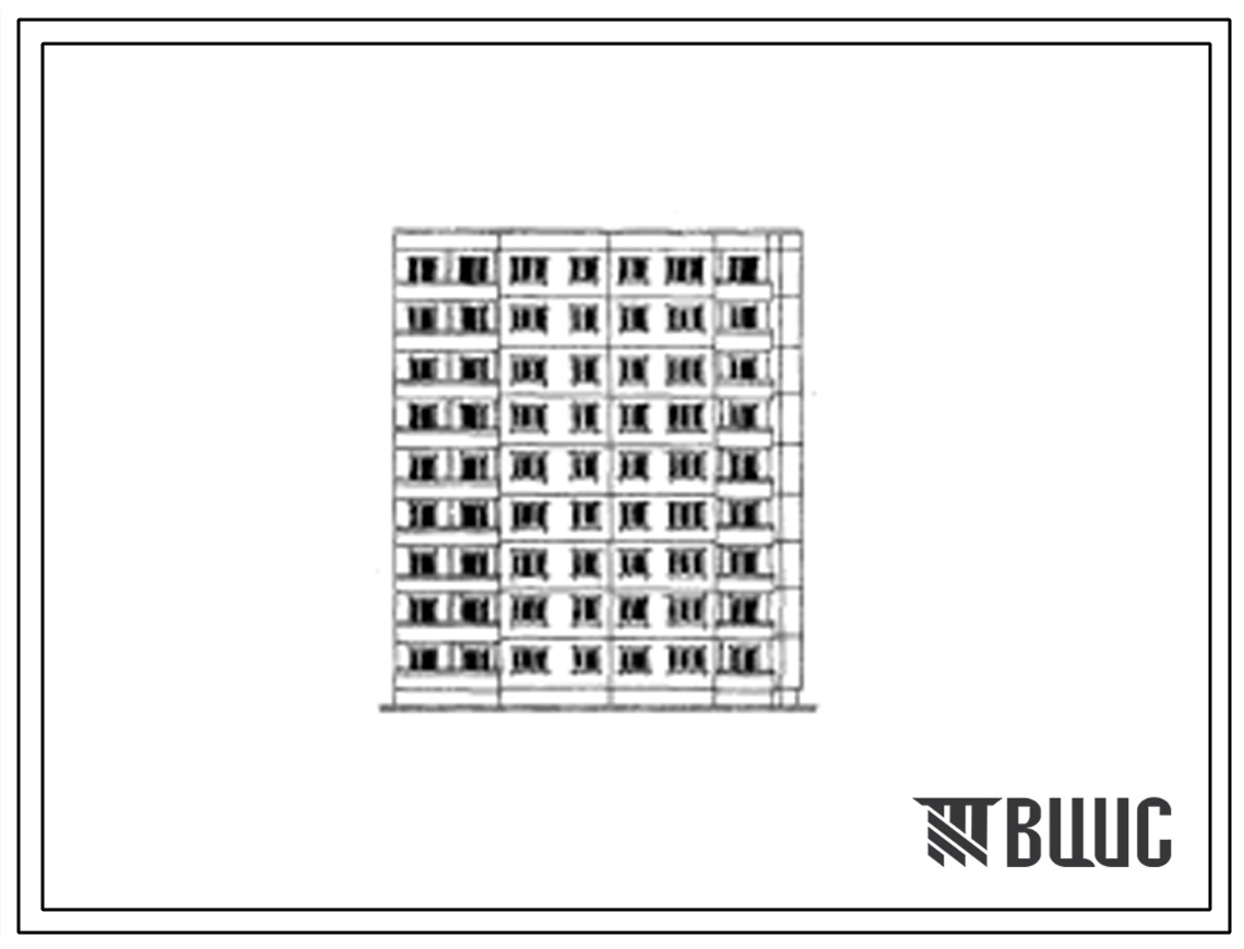 Типовой проект 83-014/1 Девятиэтажная 36 квартирная торцовая блок-секция (правая) 1Б.2Б.2Б.3Б.