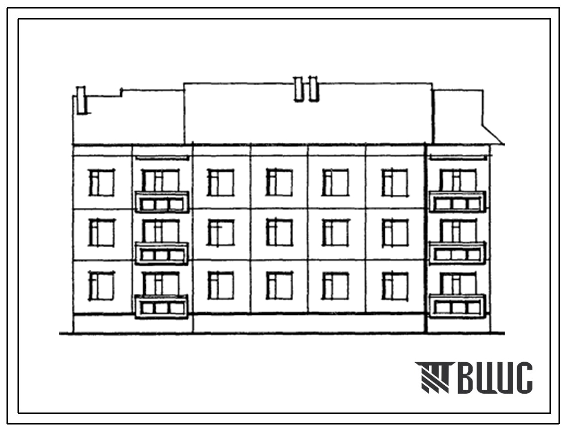 Типовой проект 192-09.88 Трехэтажная блок-секция торцевая правая на 12 квартир. Для строительства в городах и поселках городского типа