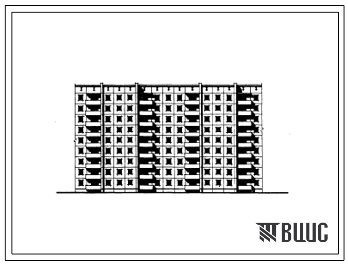 Типовой проект 97-044 Девятиэтажная рядовая блок-секция на 72 квартиры (однокомнатных 1Б-19; двухкомнатных 2Б-17; трехкомнатных 3А-27; четырехкомнатных 4Б-9).