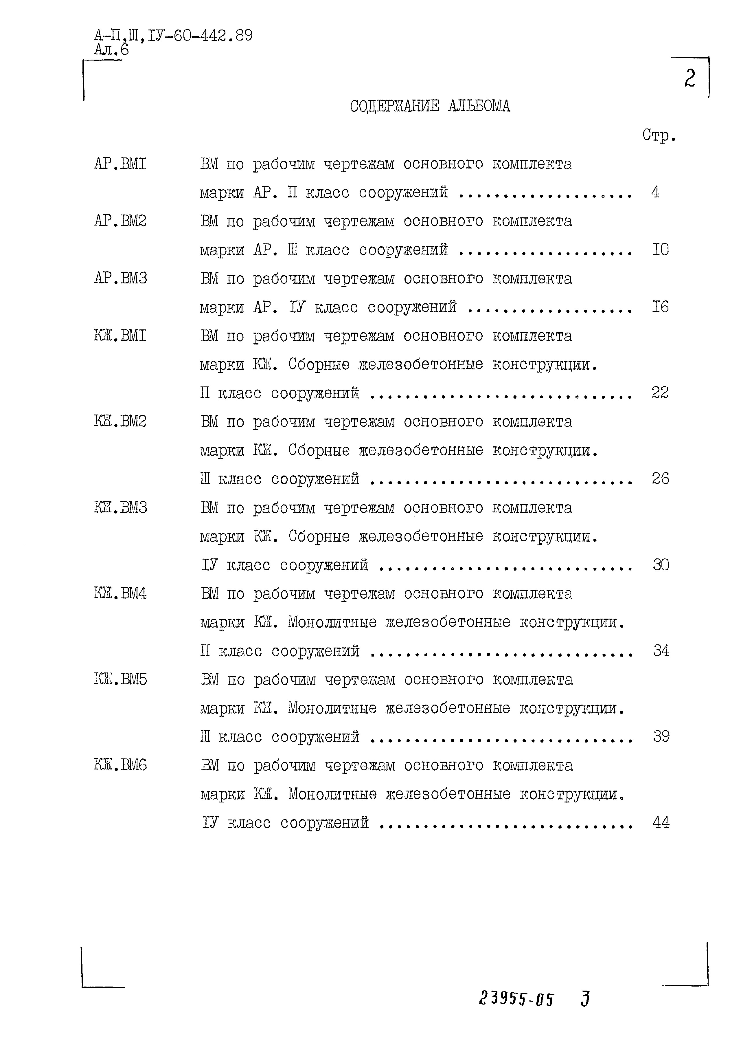 Состав фльбома. Типовой проект A-II,III,IV-60-442.89Альбом 6 Ведомости потребности в материалах    