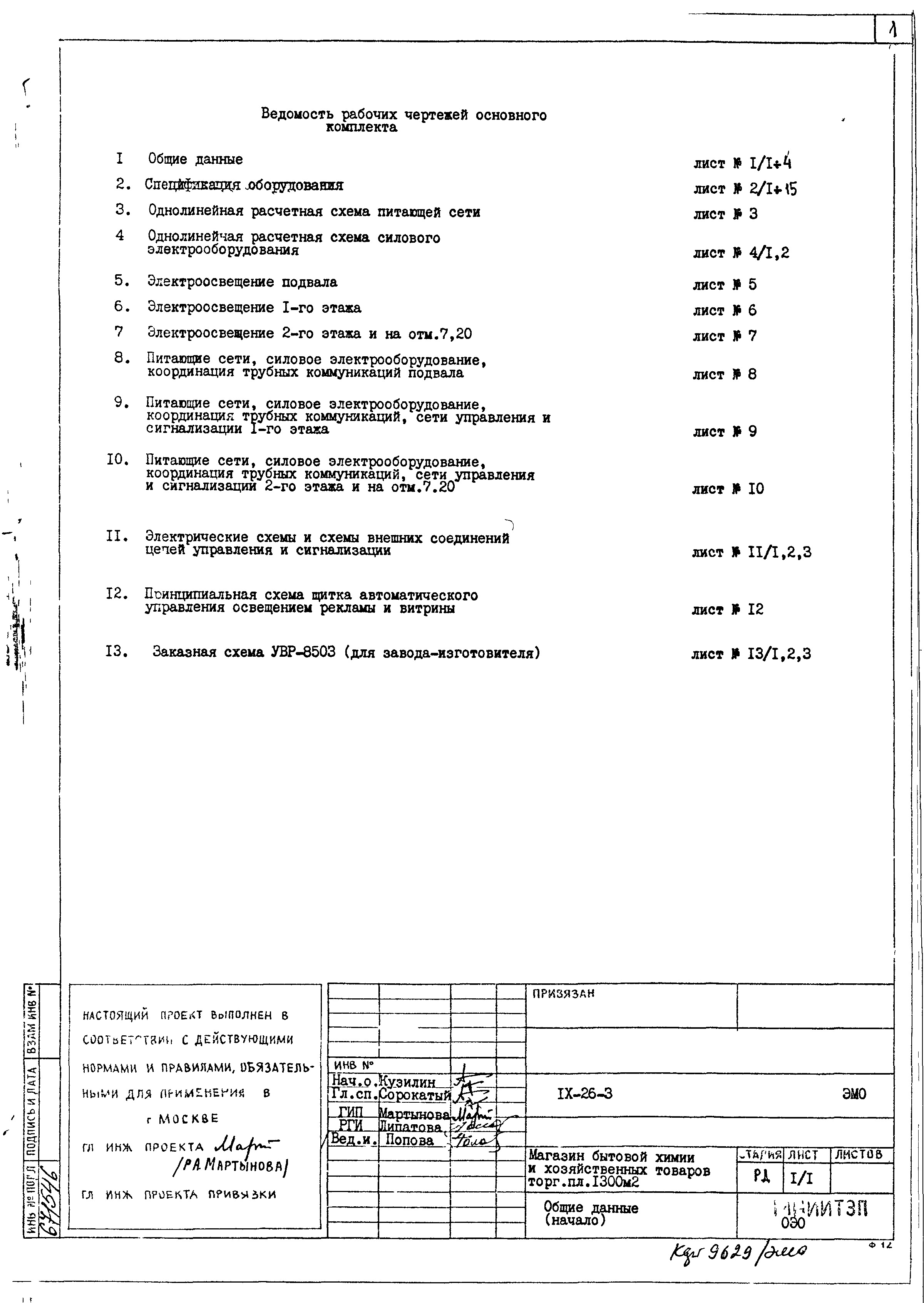 Состав фльбома. Типовой проект 294-3-058с.91Альбом 0 Пояснительная записка