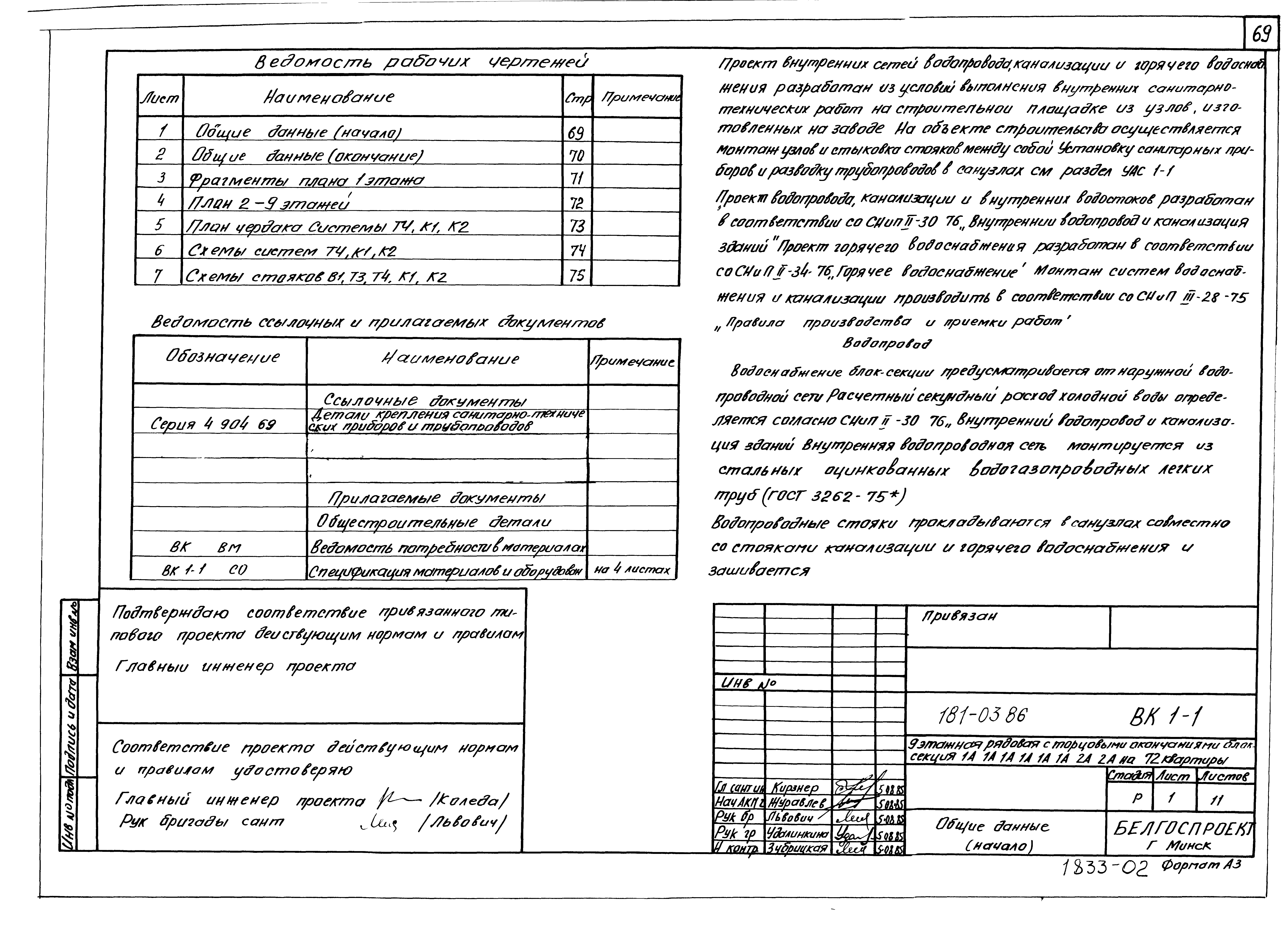 Состав фльбома. Типовой проект 111-26-95.85Альбом 4 Газоснабжение