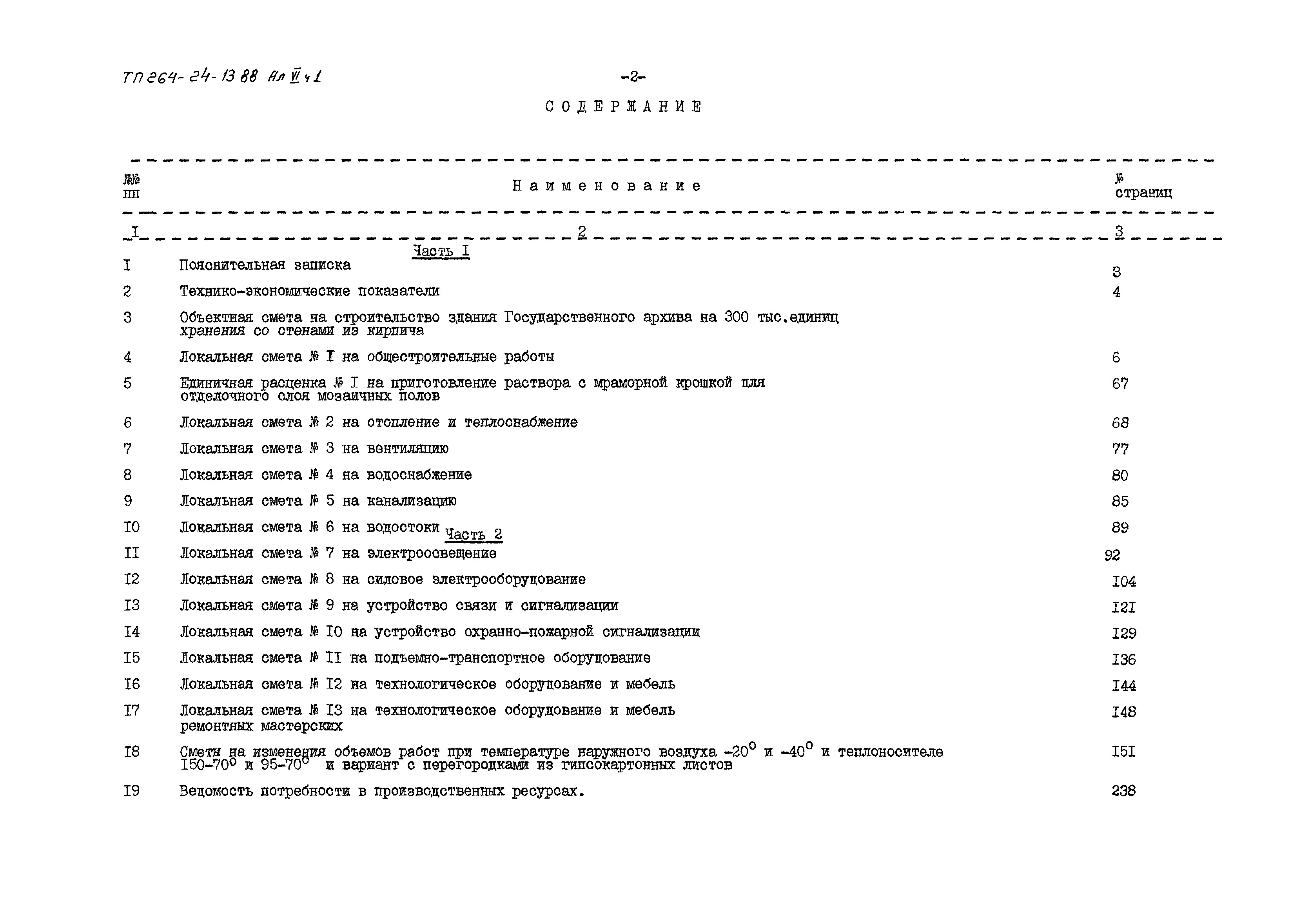 Состав фльбома. Типовой проект 264-24-13.88Альбом 6 Сметы