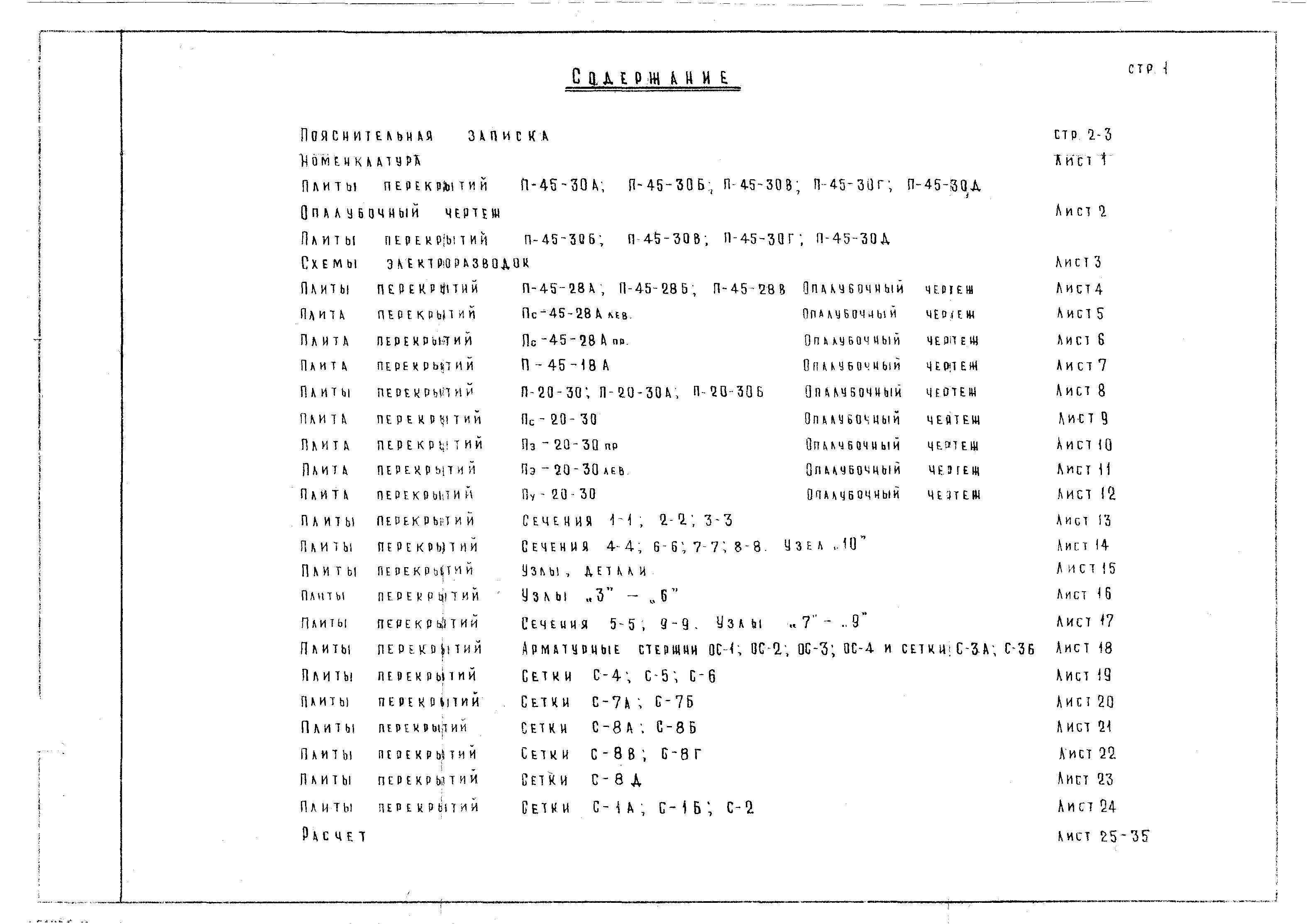 Состав фльбома. Шифр КС-26 ПлитыАльбом 1 Рабочие чертежи плит П-45-30А, П-45-30Б, П-45-30В, П-45-30Г, П-45-30Д, П-45-28А, Пс-45-28А, П-45-28Б, П-45-28В, П-45-18А, П-20-30А, П-20-30Б,Пс-20-30,Пэ-20-30,Пу-20-30Б