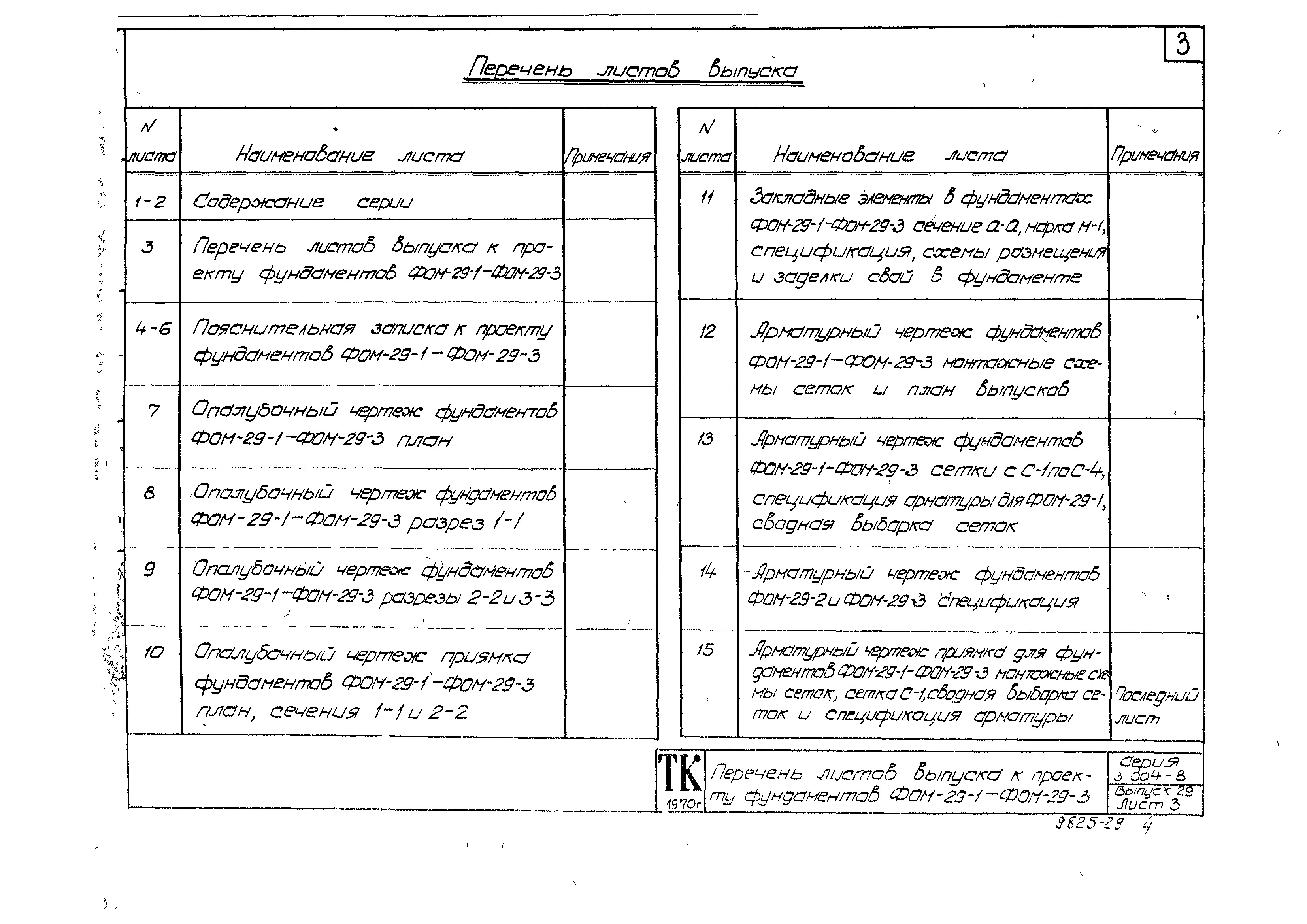 Состав фльбома. Серия 3.004-8 МонолитныеВыпуск 29 Фундамент под компрессор угловой марки 205ВП12/220 Компрессорного завода Борец. Рабочие чертежи.