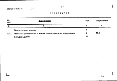 Состав альбома. Типовой проект 416-7-0283.88Альбом 2 Сметы