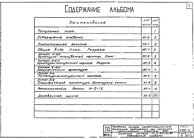 Состав альбома. Серия 4.902-3 ПриемныеАльбом 7 Приемные камеры на два трубопровода диаметрами 600-800 мм