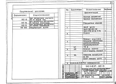 Состав альбома. Типовой проект 242-5-82.87Альбом 7 Задание заводу-изготовителю на щиты автоматизации