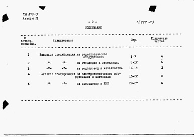 Состав альбома. Типовой проект 815-19Альбом 3 Заказные спецификации