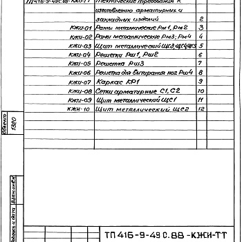 Состав фльбома. Типовой проект 416-9-49с.88Альбом 3 Стальные арматурные и закладные изделия     