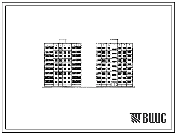 Типовой проект 1-464Д-0128 9-этажная крупнопанельная, рядовая блок-секция на 36 квартир с деформационным швом справа.