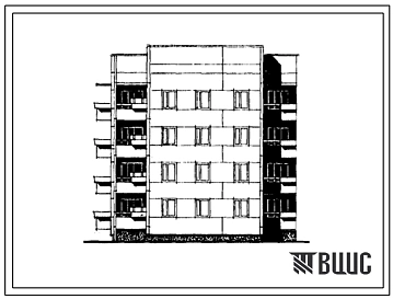 Типовой проект 26-037/1 Четырехэтажная блок-секция торцевая левая на 12 квартир (однокомнатных 1Б-4, двухкомнатных 2Б-4, трехкомнатных 3Б-4). Для строительства во 2 и 3 климатических районах Украинской ССР