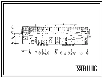 Типовой проект П-3-84(252-2-29.2с.89) Хозяйственно-бытовые помещения в подвале акушерского корпуса на 49 коек (в конструкциях 1.020.1-2С), (убежище на 84 человек, размеры убежища 60м на 15м, режимы вентиляции 1,2).