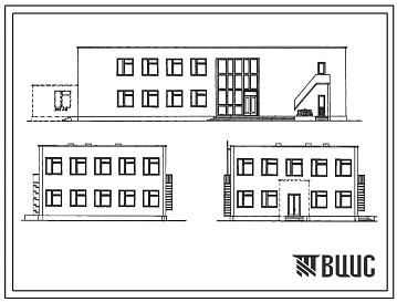 Типовой проект 264-15-19 Кружково-библиотечный блок на 150 посещений с библиотекой на 25 тыс. томов для строительства в 1В климатическом подрайоне, 2 и 3 климатических районах