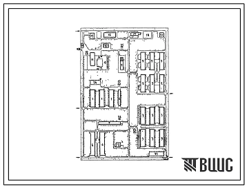 Типовой проект 819-6/66 Птицеводческая фабрика яичного направления на 100 тыс. кур-несушек (среднегодовое поголовье) с содержанием в клеточных батареях. Типовое решение. Схема планировки.