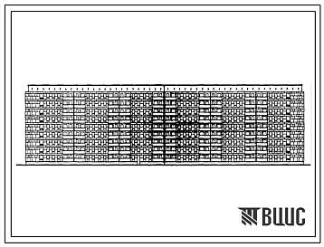 Типовой проект 1У-438А-43 Вариант. Девятиэтажный шестисекционный жилой дом на 216 квартир (однокомнатных-1, двухкомнатных-107, трехкомнатных-108). Стены из кирпичных блоков.