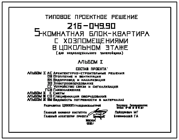 Типовой проект 216-049.90 5-комнатная блок-квартира с хозпомещениями в цокольном этаже (для индивидуального застройщика)