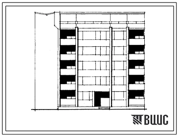 Типовой проект 103-041/1 Пятиэтажная блок-секция рядовая с правым торцевым окончанием под углом 200 на 14 квартир (двухкомнатных 2Б-8, трехкомнатных 3Б-5, четырехкомнатных 4Б-1). Для строительства во 2Б и 2В климатических подрайонах Латвийской ССР