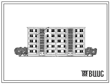 Типовой проект 102-08с Двойная блок-секция 5-этажного дома рядовая на 25 квартир для строительства в Молдавской ССР, в районах с сейсмичностью 8 баллов.