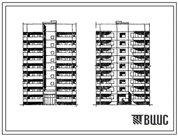 Типовой проект А1-451КП-3с/1 Девятиэтажная односекционная крупнопанельная блок-секция на 18 квартир РБС-4 с торцевыми окончаниями 3Б, 4Б.