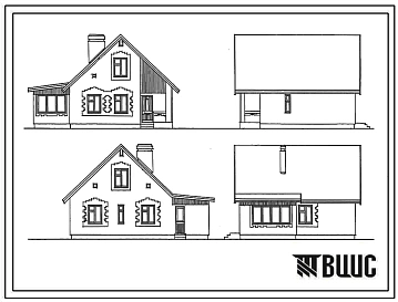 Типовой проект 184-16-124.88 Дом с двухкомнатной квартирой (вариант – мансардный с четырехкомнатной квартирой). Общая площадь квартиры 88 м2