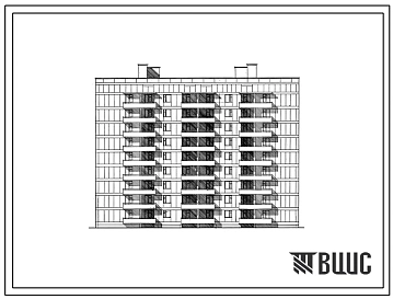 Типовой проект 67-049.84 9-этажная двойная блок-секция на 72 квартиры для малосемейных торцовая 1Б, 1Б, 1А, 2Б-2Б, 1А, 1Б, 1Б со стенами из крупных блоков пильного известняка для обычных условий строительства