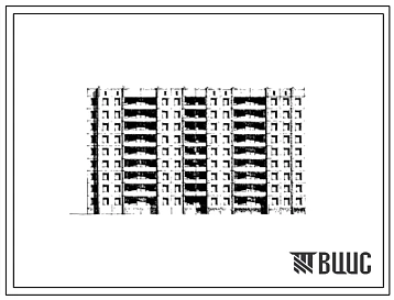 Типовой проект 97-019/1 Девятиэтажная блок-секция сдвоенная поворотная на 72 квартиры (однокомнатных 1А-1, 1Б-18; двухкомнатных 2Б-17; трехкомнатных 3А-18; пятикомнатных 5А-18).