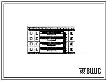 Типовой проект 76-077сп/1.2 Блок-секция четырехэтажная 16-квартирная рядовая 3Б.2Б.-2Б.3Б. с террасами с двух сторон (с шагами поперечных стен 3,0 и 3,6 м).