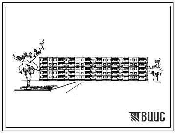 Типовой проект 1-464Ли-54 5-этажный 4-секционный крупнопанельный 100 квартирный жилой дом для малосемейных для строительства во 2 строительно-климатической зоне.