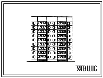 Типовой проект 135-0341с.13.87 9-этажная блок-секция общежития семейной молодежи рядовая на 153 человека для Бурятской АССР