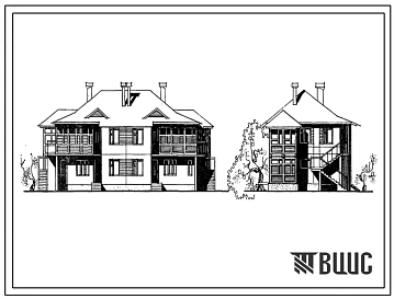 Типовой проект 111-135-213с/1.2 Дом на 4 трехкомнатные квартиры типа 3Б. Общая площадь 299 м2 (СТЕНЫ ИЗ КЕРАМЗИТОБЕТОННЫХ ПАНЕЛЕЙ, Сейсмичность 7 и 8 баллов)