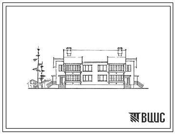 Типовой проект 116-115-28 Двухэтажный четырехквартирный жилой дом с трехкомнатными квартирами 3Б. Стены брусчатые. Для строительства в 1В и 2В климатических подрайонах.