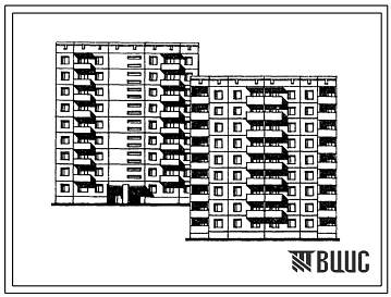 Типовой проект 75-07/1 Блок-секция 9-этажная 36-квартирная рядовая 2Б-2Б-3Б-3Б