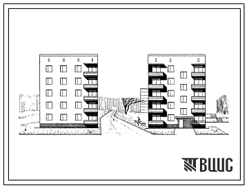 Типовой проект 87-05 Пятиэтажная блок-секция рядовая правая на 10 квартир для строительства в 3 строительно-климатической зоне.