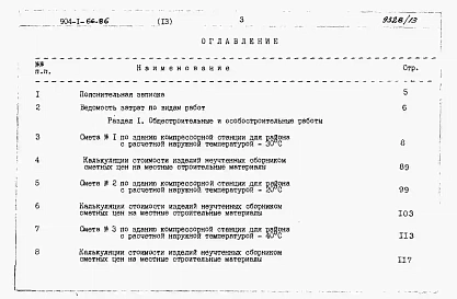 Альбом 13 Сметы и ведомости потребности в материалах на строительные решения для 4 компрессоров