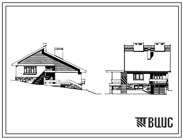 Типовой проект 185-000-148с Одноэтажный одноквартирный четырехкомнатный жилой дом с гаражом на сложном рельефе. Для индивидуальных застройщиков.