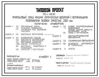 Типовой проект 705-1-426.92 Прирельсовый склад жидких комплексных удобрений с вертикальными резервуарами емкосью 2000т