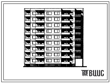 Типовой проект 120В-022/1 Девятиэтажная блок-секция на 36 квартир (двухкомнатных 2Б-18, трехкомнатных 3А-9, 3Б-9). Для строительства во 2В климатическом подрайоне Литовской ССР