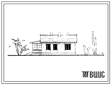 Типовой проект 1-50А-20 Одноэтажный одноквартирный жилой дом с квартирой в 3 комнаты с упрощенным  благоустройством, стены из арболитовых блоков.