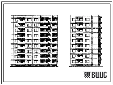 Типовой проект 120В-023/1 Девятиэтажная блок-секция на 36 квартир (двухкомнатных 2Б-18, трехкомнатных 3А-9, 3Б-9). Для строительства на сложном во 2В климатическом подрайоне Литовской ССР