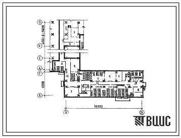 Типовой проект П-3-284(252-3-36с.83) Хозяйственно-бытовые помещения, в подвале главного корпуса онкологического диспансера со стационаром на 120 коек (в конструкциях ИИС-04), (убежище на 284 человек, размеры убежища 48м на 36м, режимы вентиляции 1,2).