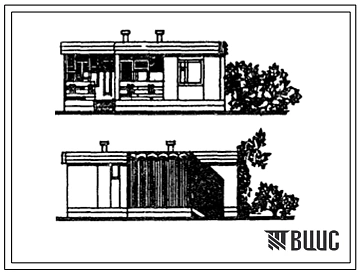 Типовой проект 126-083.84 Блок-квартира 1-этажная 2-комнатная рядовая с торцевыми окончаниями (левая). Для строительства в 1В климатическом подрайоне Казахской ССР (Павлодарская область).